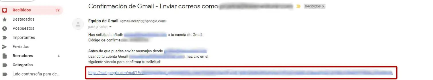 vinculo de confirmacion de gmail